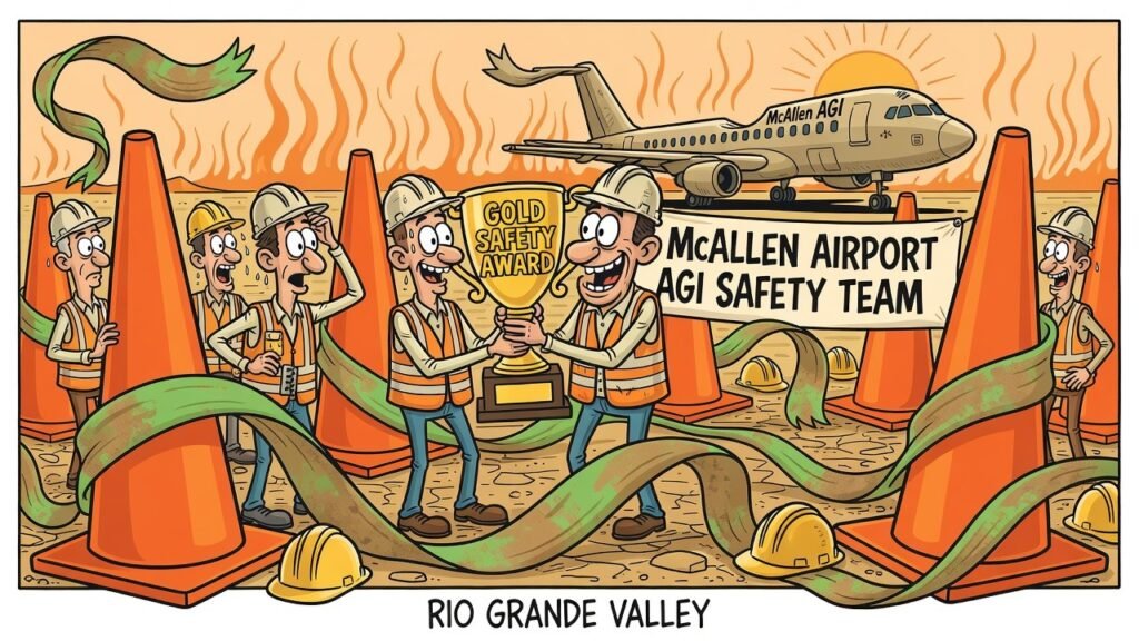 Editorial cartoon: McAllen Airport AGI team safety award — RGV Local News satire