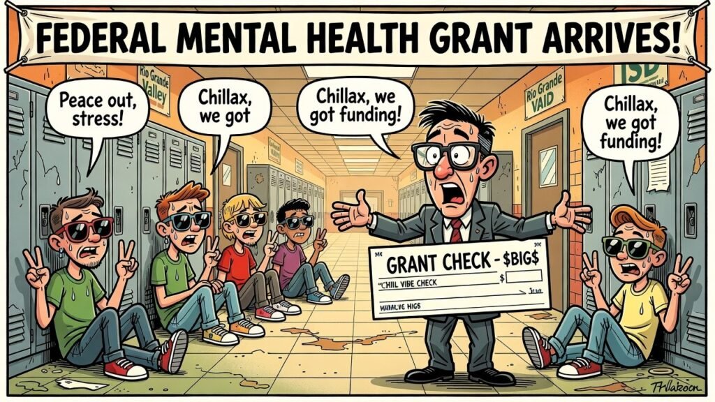 Editorial cartoon: Federal mental health grant students instantly vibe — RGV Local News satire
