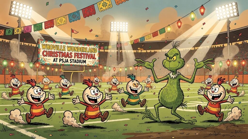 Editorial cartoon: Whoville Wonderland at PSJA stadium — RGV Local News satire