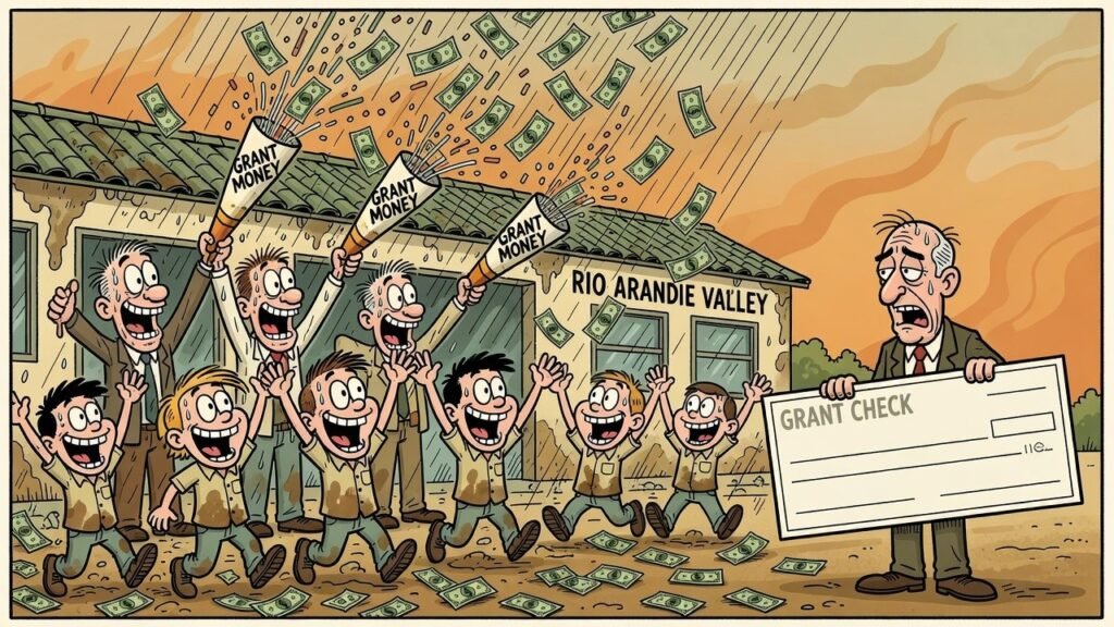 Editorial cartoon: PSJA teachers launch grant money into confetti — RGV Local News satire