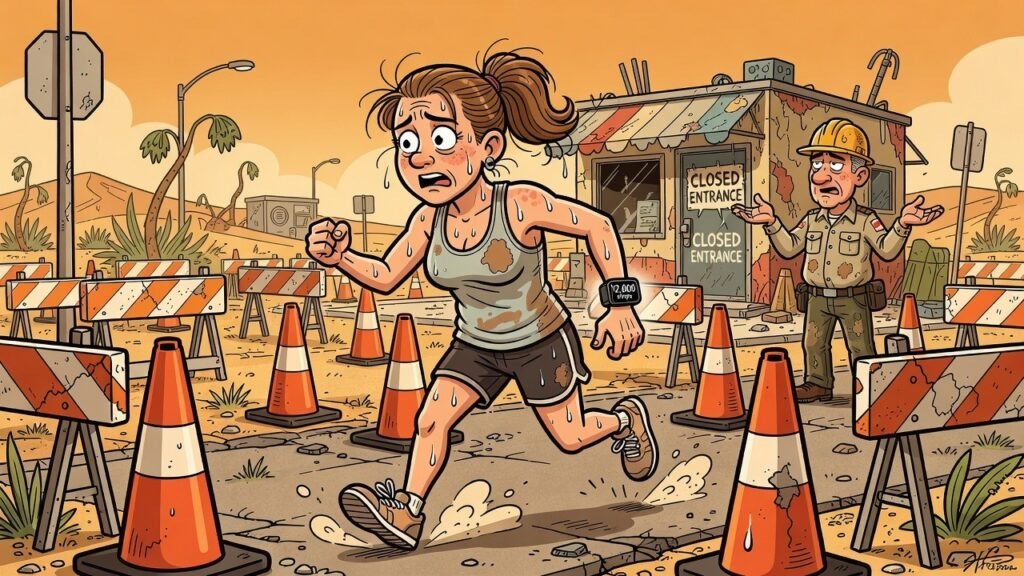 Editorial cartoon: Blue Zones Officials Confirm Valley's 4.0 Score Comes Entirely From Walking Around Construction Barrels In Weslaco