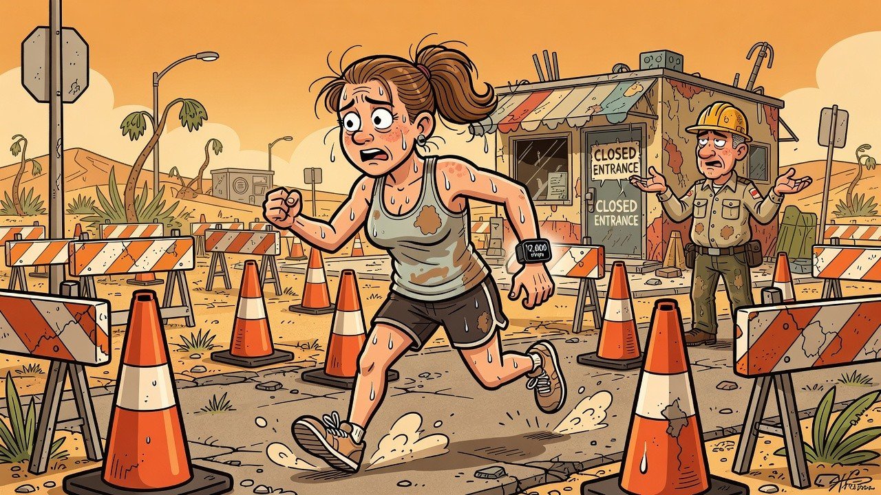 Editorial cartoon: Blue Zones Officials Confirm Valley's 4.0 Score Comes Entirely From Walking Around Construction Barrels In Weslaco