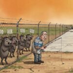 Editorial cartoon: Edinburg Airport's $2M Pig-Proof Fence Accidentally Foils Three Javelinas, a Coyote, and One Very Determined Guy Named Roel