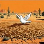 Editorial cartoon of Edinburg courthouse lawn made of dry fideo noodles