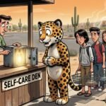 Editorial cartoon: STC Jaguar Self-Care Den Now On Every Campus, Still Rations The Good Conditioner Like It's H-E-B On A Sunday Coupon Day
