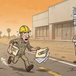 Editorial cartoon: Brownsville Data Center Withdraws Its Own Application After Glancing at Draft of City's New Data Center Rules