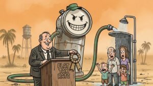 Editorial cartoon: Edinburg Holds Tax Rate Steady So It Can Raise the Shower Rate Instead