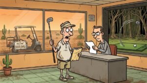 Editorial cartoon: Edinburg's $7.2M Workforce Center Includes Four Golf Simulators So You Can Practice Your Follow-Through Between Job Interviews