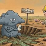 Editorial cartoon: Harlingen Opens 13-Acre Timeout Corner Where Rain Must Sit Until It Calms Down