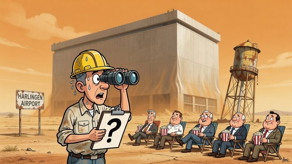 Editorial cartoon: Harlingen Extends Data Center Moratorium So Engineers Can Study Whether Data Centers Are Still Data Centers
