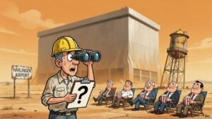 Editorial cartoon: Harlingen Extends Data Center Moratorium So Engineers Can Study Whether Data Centers Are Still Data Centers