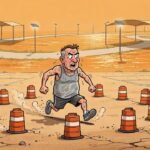 Editorial cartoon: Harlingen Residents Begin Four-Year Training Regimen For 2028 Trail Opening