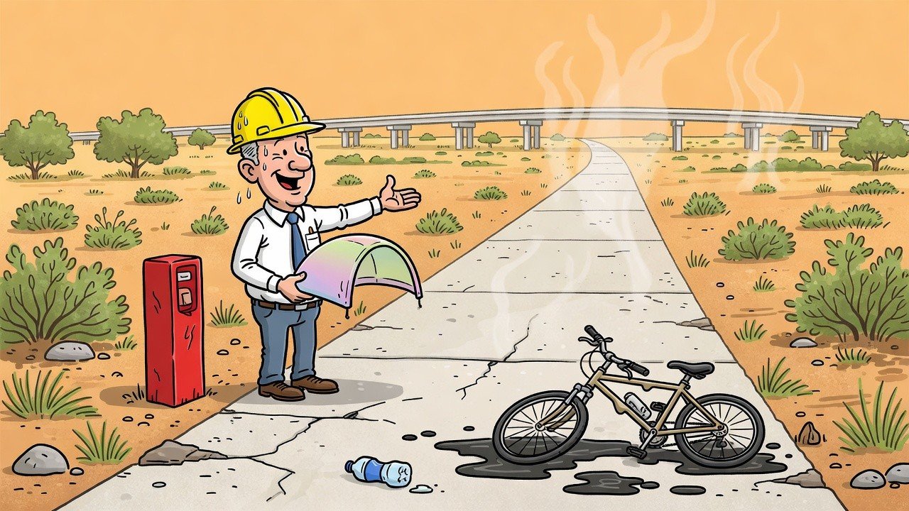 Editorial cartoon: Harlingen's New $5.9 Million Trail Features Shade Pods and Emergency Call Boxes for Mid-Wellness Extractions