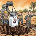 Editorial cartoon: McAllen Spends $15 Million to Bore 7,000-Foot Hole So It Doesn't Have to Water Down Water Before Throwing It Away