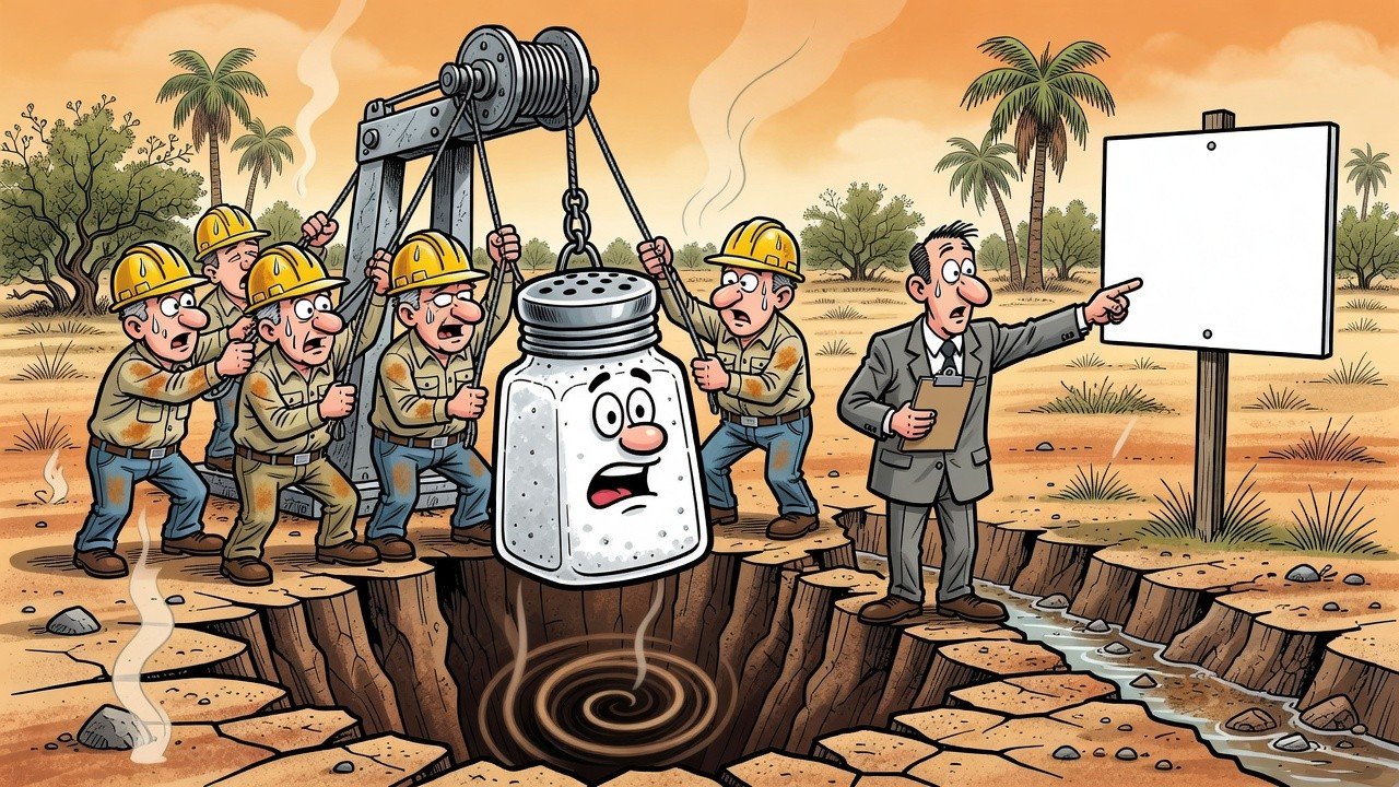Editorial cartoon: McAllen Spends $15 Million to Bore 7,000-Foot Hole So It Doesn't Have to Water Down Water Before Throwing It Away