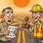 Editorial cartoon: TxDOT Launches Hot Mix Tour, Requires Brownsville Drivers to Collect All Six Detours on International Blvd