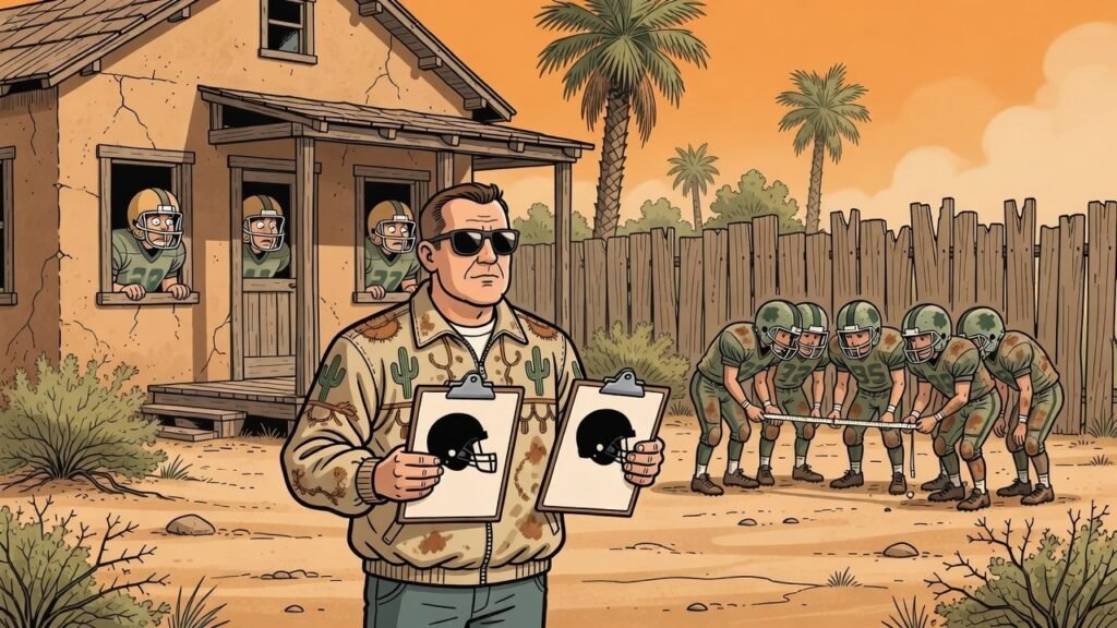 Editorial cartoon: UTRGV Protects This House By Refusing to Name a Quarterback, Then Using Two Anyway