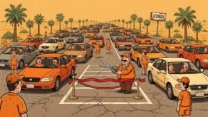 Editorial cartoon: UTRGV Welcomes Record 36,466 Students By Assigning Them All One Parking Spot