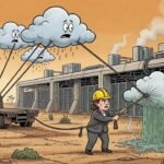 Editorial cartoon: Fluidstack Data Center Promises It Will Only Drink Cloud Water It Imports Itself