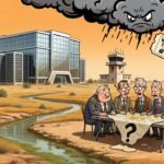Editorial cartoon: Fluidstack Breaks Ground on $4B Data Center While Harlingen Still Deciding Which Direction Water Legally Flows