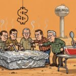 Editorial cartoon: Harlingen Refuses to Eat $27 Million Casserole Until Neighbor Explains What's In It