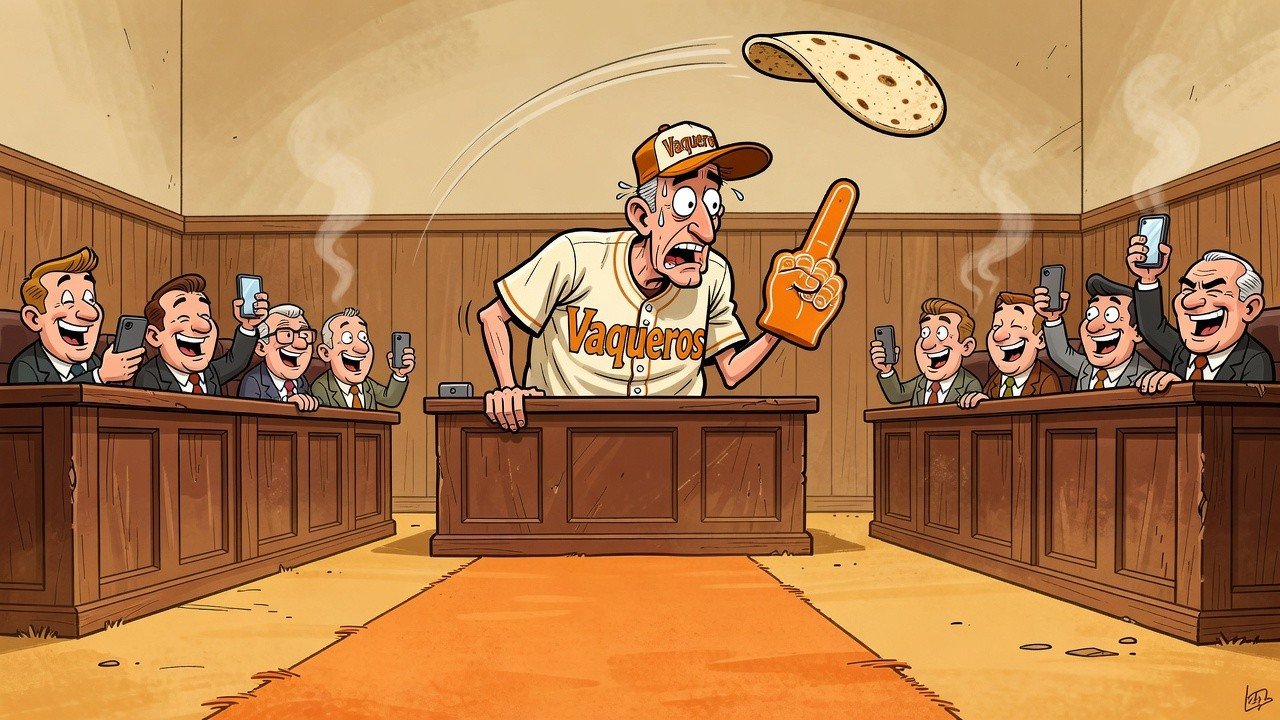 Editorial cartoon: Hidalgo County Judge Bets Courthouse Wardrobe So 956 Can Dress 210 Like a Mascot