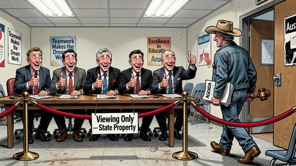 Editorial cartoon: La Joya Voters Urged to Elect School Board That Isn't Allowed to Board