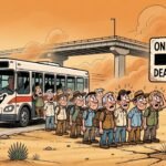 Editorial cartoon: McAllen's Smash-Hit Bus Route Delivers 100 Riders Daily to Bridge, Wishes Them Luck