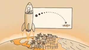 Editorial cartoon: Starship Reaches Orbit, Emails Brownsville Herald by 10 That Chile Is Off
