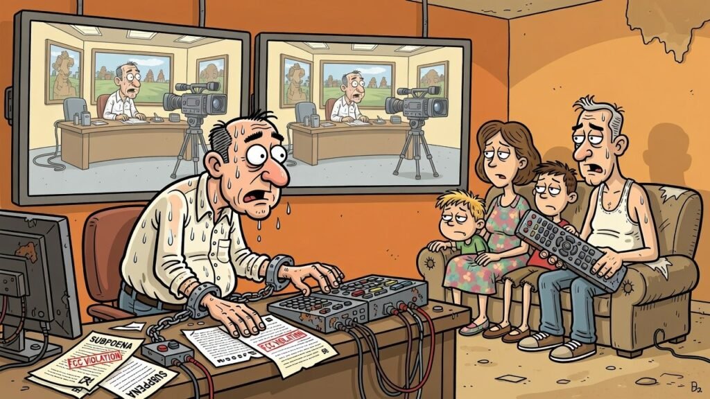 Editorial cartoon: Texas 15 Has Spent $14 Million on Ads Channel 5 Is Not Allowed to Edit, Including the One That Used Channel 5