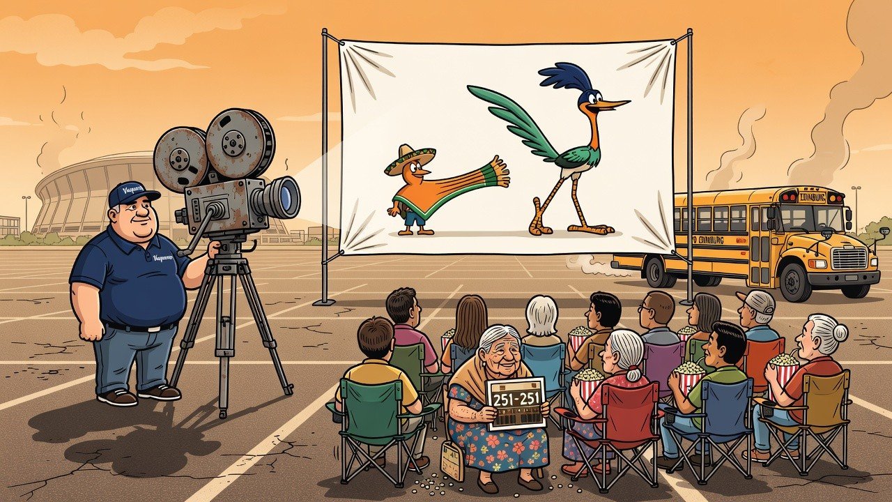 Editorial cartoon: UTRGV Asks Valley to Watch 45-16 Beating Like a Time-Lapse of Becoming UTSA