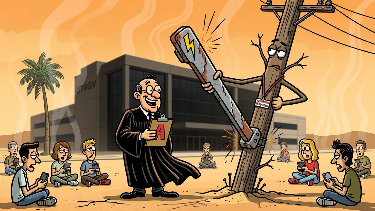 Editorial cartoon: UTRGV Edinburg Cancels Classes So Students Can Experience Real-World Power Outage Training