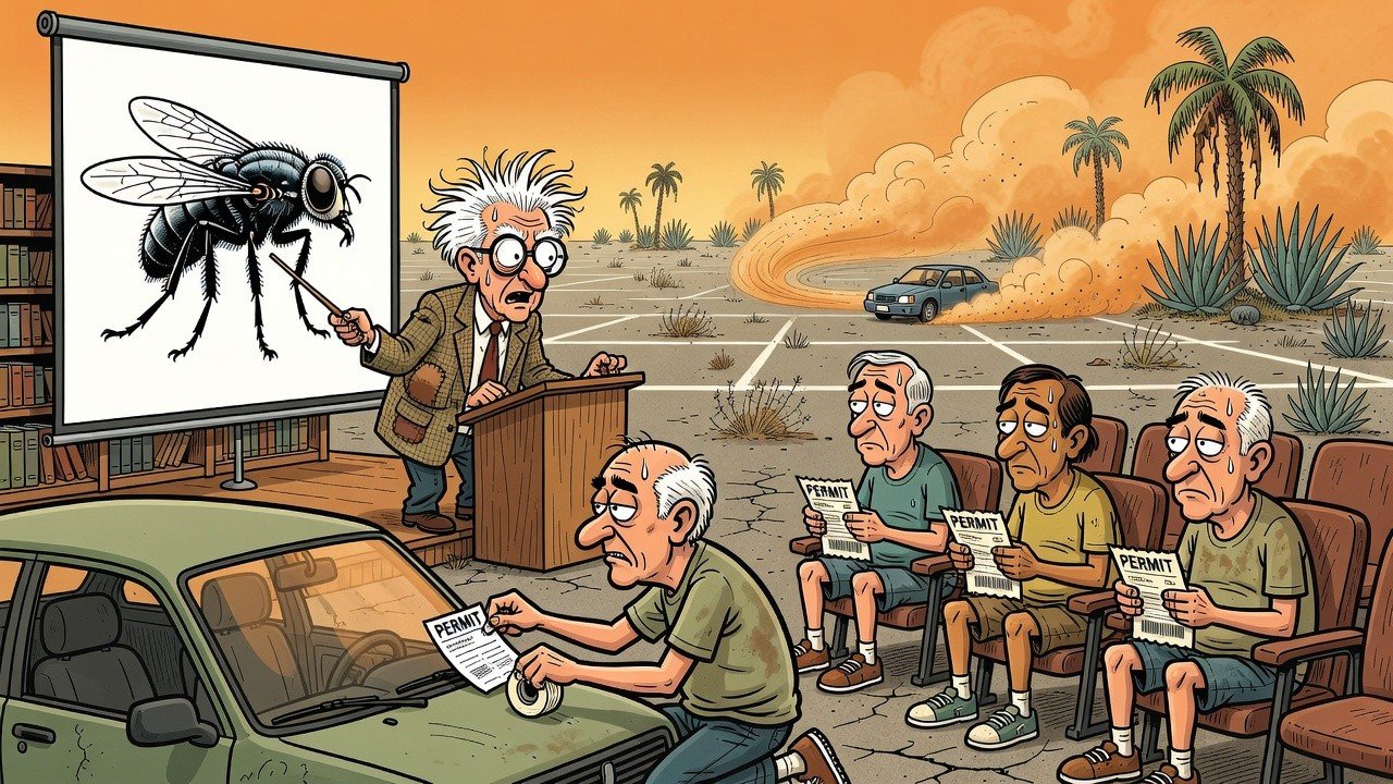 Editorial cartoon: UTRGV Will Brief Edinburg on the Screwworm, Once Everybody Finds Parking
