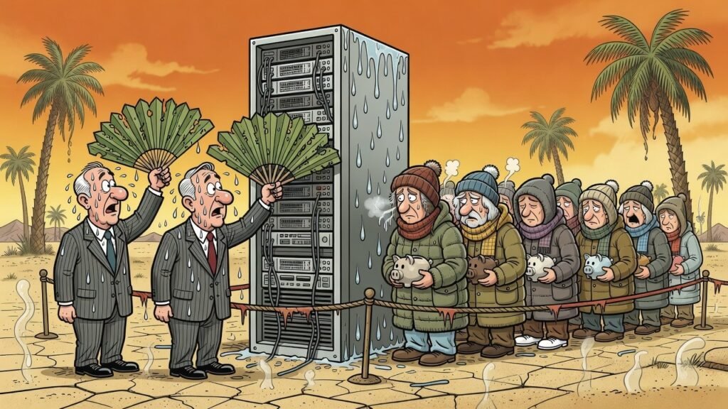 Editorial cartoon: Valley Credit Unions Frozen Solid After Data Center Gets a Little Warm