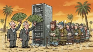 Editorial cartoon: Valley Credit Unions Frozen Solid After Data Center Gets a Little Warm