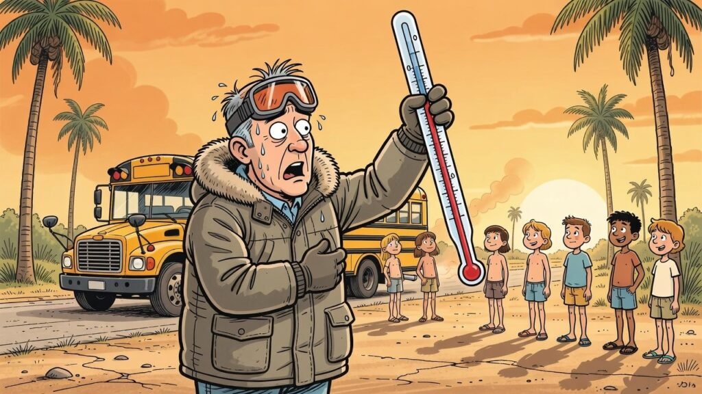 Editorial cartoon: Valley Schools Delay Classes So Children Never Learn 34 Degrees Exists
