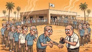 Editorial cartoon: Brownsville Job Fair Announces Line Itself Now Counts as Employment