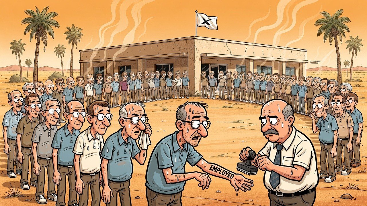 Editorial cartoon: Brownsville Job Fair Announces Line Itself Now Counts as Employment