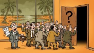Editorial cartoon: Brownsville Task Force Sworn In, Immediately Convenes Secret Meeting on Whether It Exists