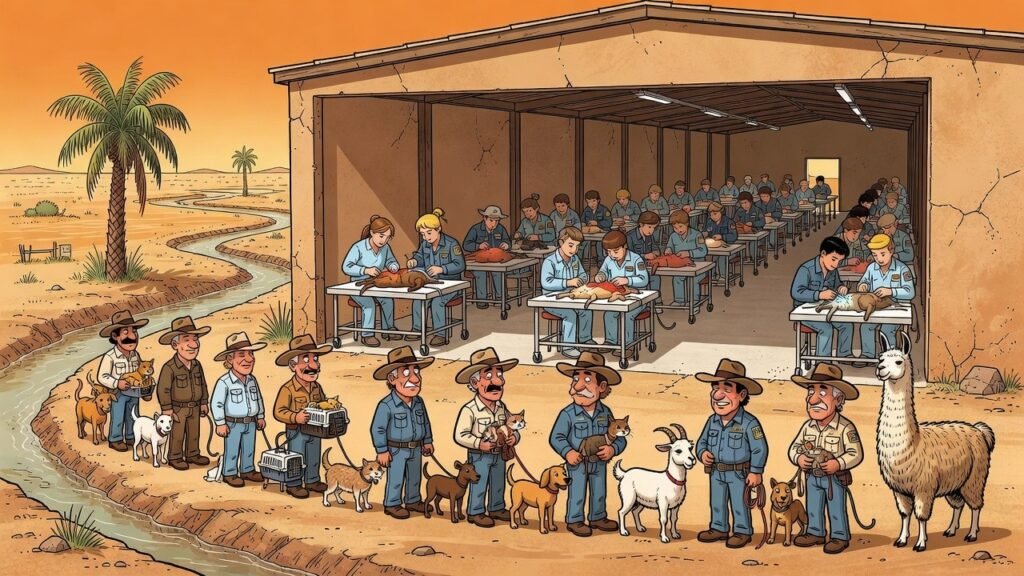 Editorial cartoon: Donna North High School Surgery Capacity Now Equals Every Licensed Vet Tech in the Valley