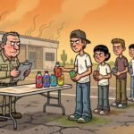 Editorial cartoon: Edinburg CISD Confiscates Energy Drinks, Returns Them at Dismissal Like Contraband Parole