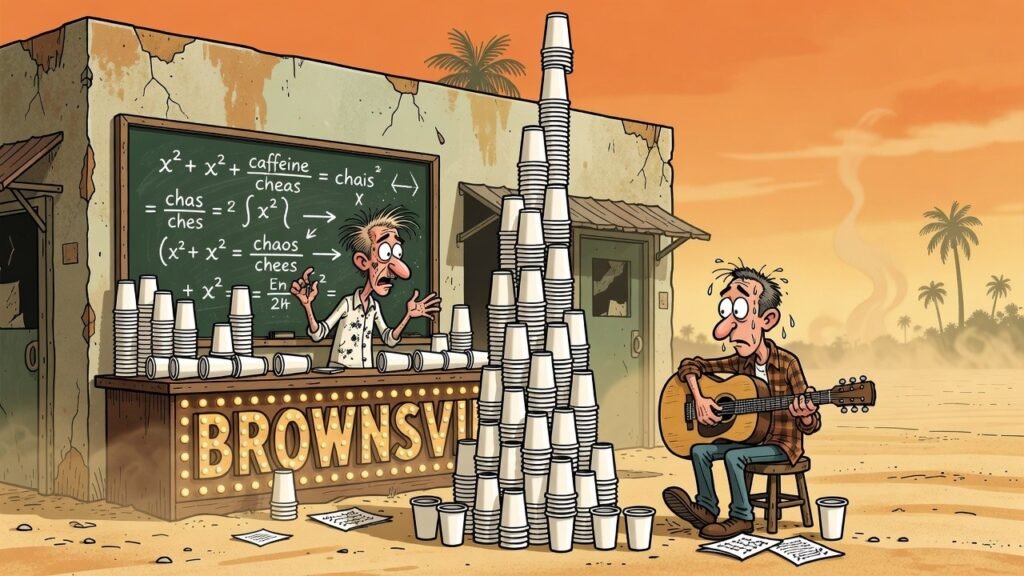 Editorial cartoon: El Hueso de Fraile Says Downtown Brownsville Is Exactly 400 Coffees from Closing