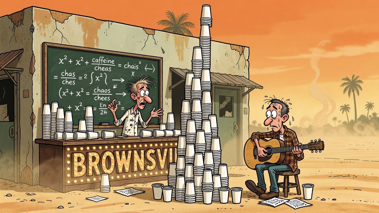 Editorial cartoon: El Hueso de Fraile Says Downtown Brownsville Is Exactly 400 Coffees from Closing
