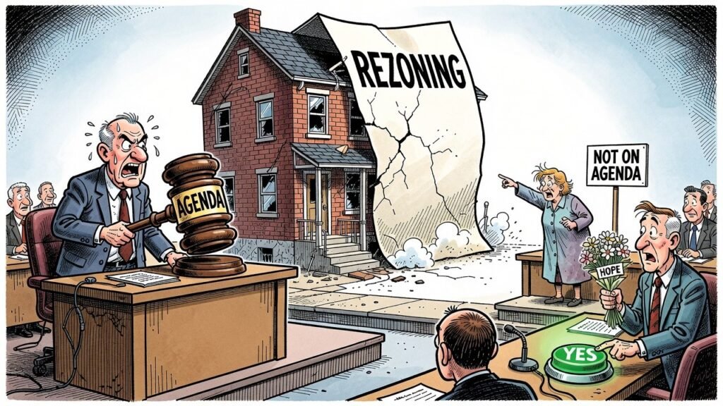Editorial cartoon: McAllen Approves Duplex By Ruling Meeting Was Never About the Duplex