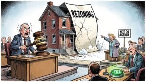 Editorial cartoon: McAllen Approves Duplex By Ruling Meeting Was Never About the Duplex
