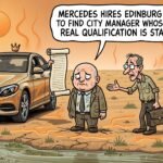 Editorial cartoon: Mercedes Hires Edinburg Firm to Find City Manager Whose Only Real Qualification Is Staying