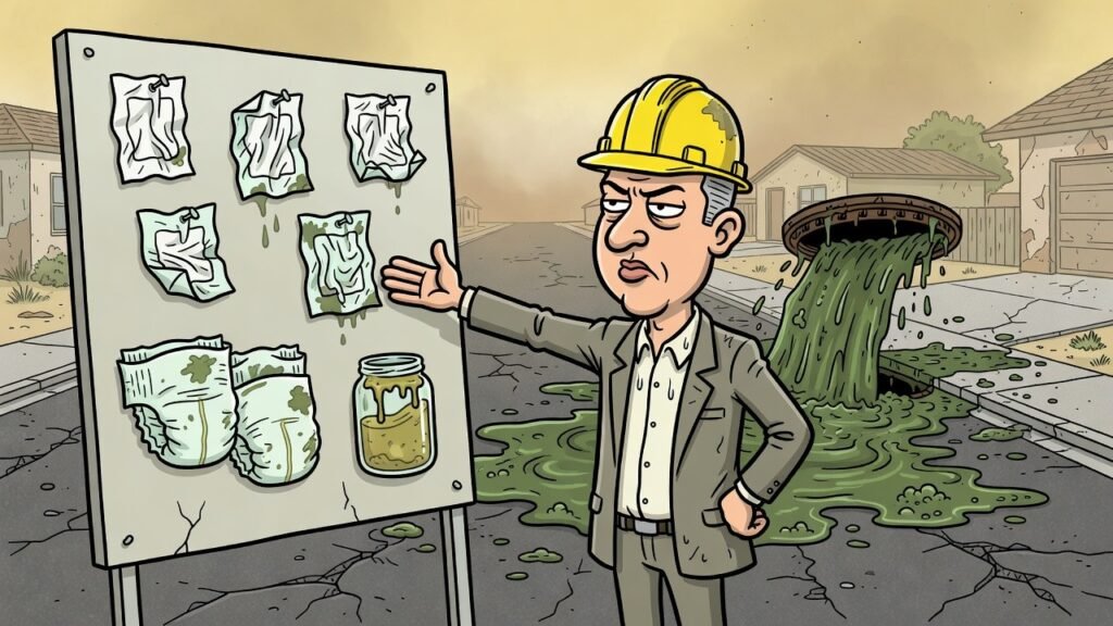 Editorial cartoon: Pharr Officially Closes Sewage Case, Opens Full Investigation Into Wet Wipes