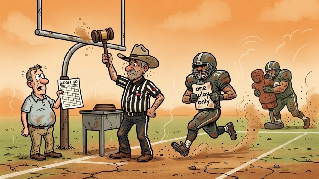 Editorial cartoon: UTRGV Discovers Overtime Exists, Immediately Cancels It After One Play